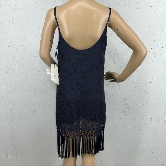 Johnny Was 4 love and Liberty Small Capri Blue Embroidered Fringe Silk Dress NEW - Picture 5 of 16